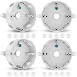 Juexica 4 Pcs 4 Inch Round Electrical Box 1/2 Inch 5 Holes Weatherproof Outlet Junction Ceiling Fan Box for Outdoor Lighting Systems, UL Listed(White)