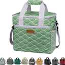 Iknoe Large Cooler Bag Collapsible 24 Can Insulated Bags Leakproof Lunch Cooler Tote with Multi-Pockets for Adult Insulated Thermal Bag for Beach, Picnic, Office Work