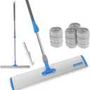Microfiber Wet Mops 24 in Heavy Duty Flat Floor Mop Adjustable Handle with 4 Washable Mop Clothes