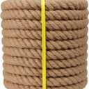 Twisted Manila Jute Rope (3/4 in x 100 ft) Natural Thick Hemp Rope for Crafts, Nautical, Railings, Hammock, Decorating