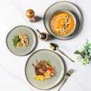 AmorArc Ceramic Dinnerware Sets,Handmade Reactive Glaze Stoneware Plates and Bowls Sets,Highly Scratch Resistant | Dishwasher & Microwave Safe Dishes Set,Service for 8 (24pc)