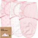 3-Pack Organic Baby Swaddle Sleep Sacks - Swaddles for Newborns, Infant 0-3 Months, Baby Girls, Boys, Soft & Snug Newborn Sleep Sack, Nursery Swaddling Blankets (Blossom, OS)