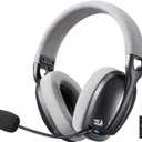 Redragon H878 3-Mode Wireless Blue Lighting Gaming Headset - Lightweight - 7.1 Surround Sound - 40MM Drivers - Detachable Microphone - Multi Platforms for PC, PS5/4/3, Switch, Mobile, Black&Gray