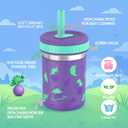 Sursip Toddler Stainless Steel Cups with Lids and Straws, Spill Resistant Sippy Cups Kids Tumbler with Silicone Straws for Smoothie, Drinking, Snacks, BPA-Free, Dishwasher Safe - 15 oz (4 Packs)