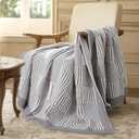 Amlie Home Knit Throw Blanket, Soft Chenille Cozy Breathable Pineapple Chunky Decorative Blanket for Couch, Bed & Sofa, French-Inspired Lightweight Warm Gift for Women, Gray, 50"x60"
