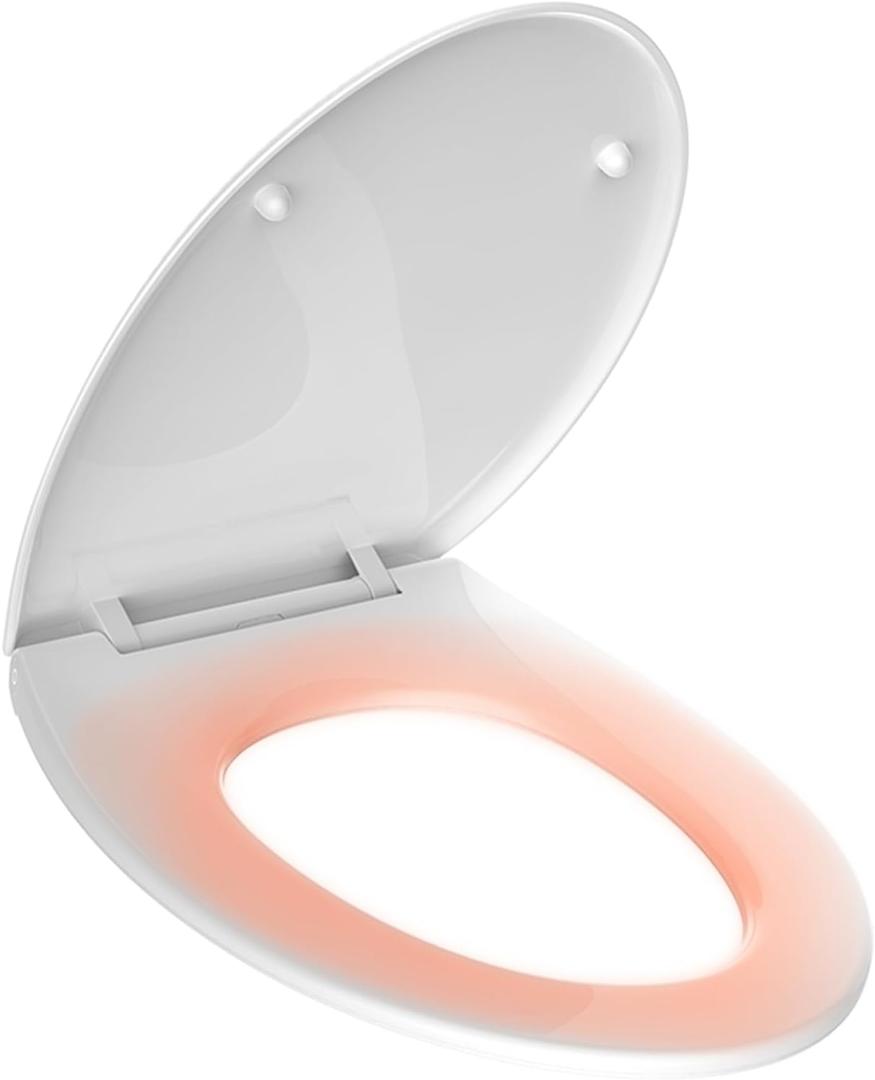LEIVI Elongated Heated Toilet Seat with Side Control, Adjustable Seat Temperature, Soft-Close Lid & Seat, Auto Night Light, Easy DIY Installation