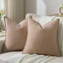 FUTEI Camel Decorative Throw Pillow Covers 18x18 Inch Set of 2,Soft Houndstooth Gingham Textured Cushion Case,Modern Home Decor for Couch Bed Living Room