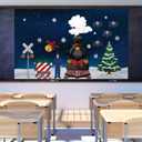 Spiareal Large Christmas Train Bulletin Board Set Winter Express Classroom Decorations Train Hat Paper Cutout for Bulletin Board Wall Chalkboard Christmas Party Snowy Holiday Decor Photography Event