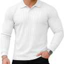 Muscle Cmdr Mens Slim Fit Muscle Polo Shirt Short & Long Sleeve Stretch Casual Golf Athletic Top (White, M)