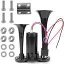 Air Horn for Truck, Car Air Horns, 150DB Super Loud Dual Electric Train Horns Kit with Compressor for Any 12V Vehicles Trucks Motorcycle Pickup Trains Cars Boats (Black)