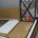 VASAGLE Coffee Table, Cocktail Table with Storage Shelf and X-Shape Steel Frame, Industrial Farmhouse Style, 39.4 x 21.7 x 17.7 Inches, Rustic Brown and Black ULCT200B01V1