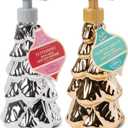 Simple Pleasures Metallic Christmas Tree Set of 2 Holiday Soap Dispenser with Scented Liquid Soap - Decorative Hand Pump Refillable Soap Dispensers for Kitchen and Bathroom Sinks