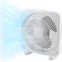 EZ-CHILL 9" Electric Portable 2-Speed, Quiet Box Fan, Ideal for Home, Bedroom, Dorm, & Office, BP-9B (White)