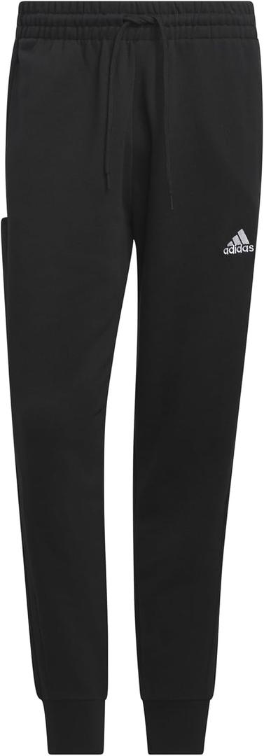Adidas Men's Essentials French Terry Cuffed 3-Stripes Pants (Medium, Black)