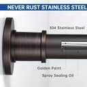 BRIOFOX Industrial Shower Curtain Rod - Never Rust Non-Slip 43-72 Inch Stainless Steel, Bronze, Painted-gold Finial