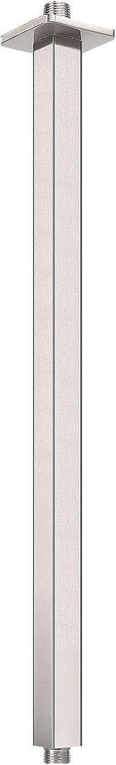 Ceiling Mounted Shower Arm, Rain Shower Square Extension Arm with Flange and Teflon Tape Stainless Steel Ceiling Mount Shower Extender (24 Inch, Brushed Nickel)