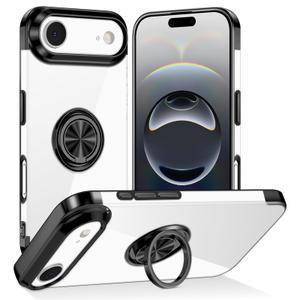 Tnarru Designed for iPhone Air Case with Stand [Magnetic Ring Holder Kickstand] Soft TPU Bumper Non-Yellowing Anti-Scratch Lightweight Slim for iPhone Air Case Black and Clear