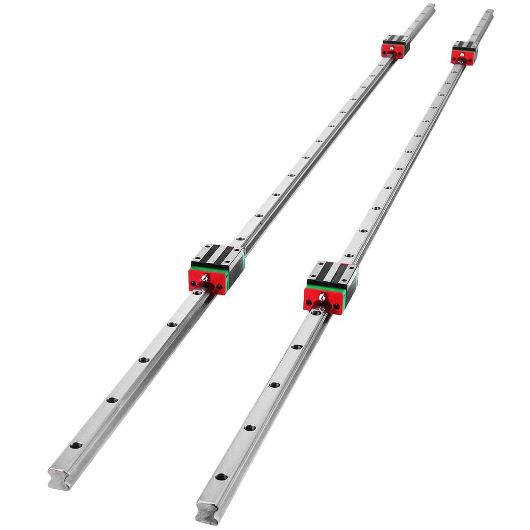 Happybuy Linear Rail HSR15-1500mm Pack of 2 Linear Guideway Rail?4X Square Type Carriage Bearing Blocks Linear Rail Support for 15mm Slotted Bearings
