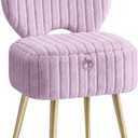 SONGMICS Vanity Chair, Makeup Stool with Folding Backrest, 13"D x 17.1"W x 32"H