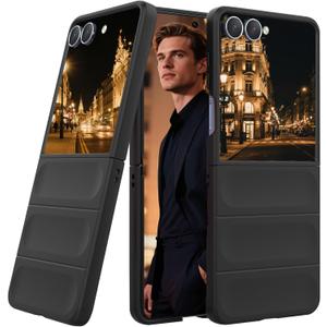 Men Slim Case for Samsung Galaxy Z Flip 7, Rugged Shield TPU Durable Ultra Thin Cover Military Grade Anti-Scratch Shockproof Protection Cover for Galaxy Z Flip7 - KHD Black