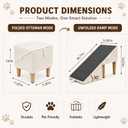 Split Ottoman Dog Ramp for Couch & Bed, 2-in-1 Foldable Wooden Pet Stairs & Steps, Anti-Slip Dog Steps for Small Dogs, Puppies & Senior Dogs, Space-Saving Pet Ramp Ottoman,Grey