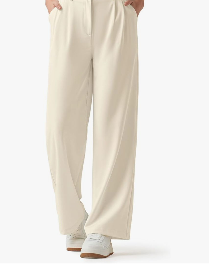 Willit Women's Work Pants Wide Leg Dress Pants High Waisted Casual Slacks Business Office Pants with Pockets 28"/30"/32" M, Light Khaki