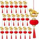 Tuanse 20 Pcs Mini Red Chinese Lanterns 2026 Chinese New Year Decorations Year of The Horse Ornaments for Small Tree Lucky Spring Festival Pendants for Home Office Car