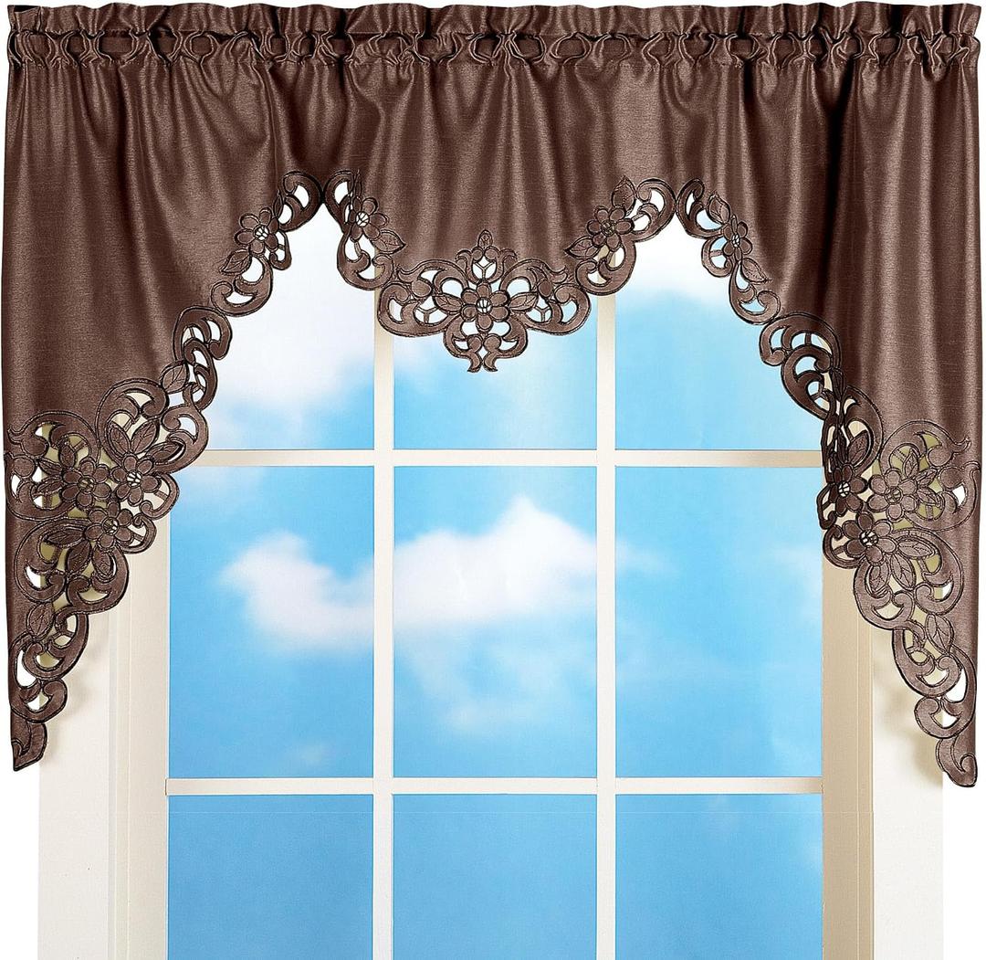 Collections Etc Elegant Scroll Window Valance Chocolate 58" X 36", Chocolate, 58" X 36"