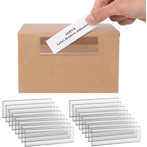 100-Pack 4" x 1" Shelf Tag Label Holders Adhesive Clear Shelf Tag Index Card Pockets Plastic Drawers File Cabinet Storage Bins Label Holder for Supermarket School Library Kitchen