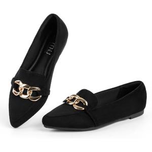 MUSSHOE Women's Loafers Comfortable Fashion Chain Flats Shoes for Women