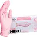ForPro Disposable Nitrile Gloves, Chemical Resistant, Powder-Free, Latex-Free, Non-Sterile, Food Safe, 4 Mil, 100-Count (Pink)