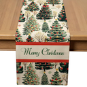 VIV CHERBL Christmas Table Runner with Snowy Forests, Merry Christmas Text & Snowflakes, Table Decoration for Dining Party and Home Decor, 48x13 inches