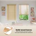 2" Slats Wood Blinds for Indoor Windows: Cordless Solid Wooden Blind&Shades, 47.5"W x 72"H