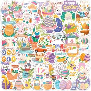Easter Egg Stuffers - 100 PCS Happy Egg Bunny Stickers for Kids - Vinyl Easter Games Crafts Activities Party Favors - Basket Stuffers for Toddler - Kids Gifts for Boys Girls