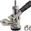 Keg Coupler, Sankey D Tap with 304 Stainless Steel Probe, Keg Coupler D System with Black Handle & Hose Clamp, D Style,Sankey D Tap for 5/16" ID Hose