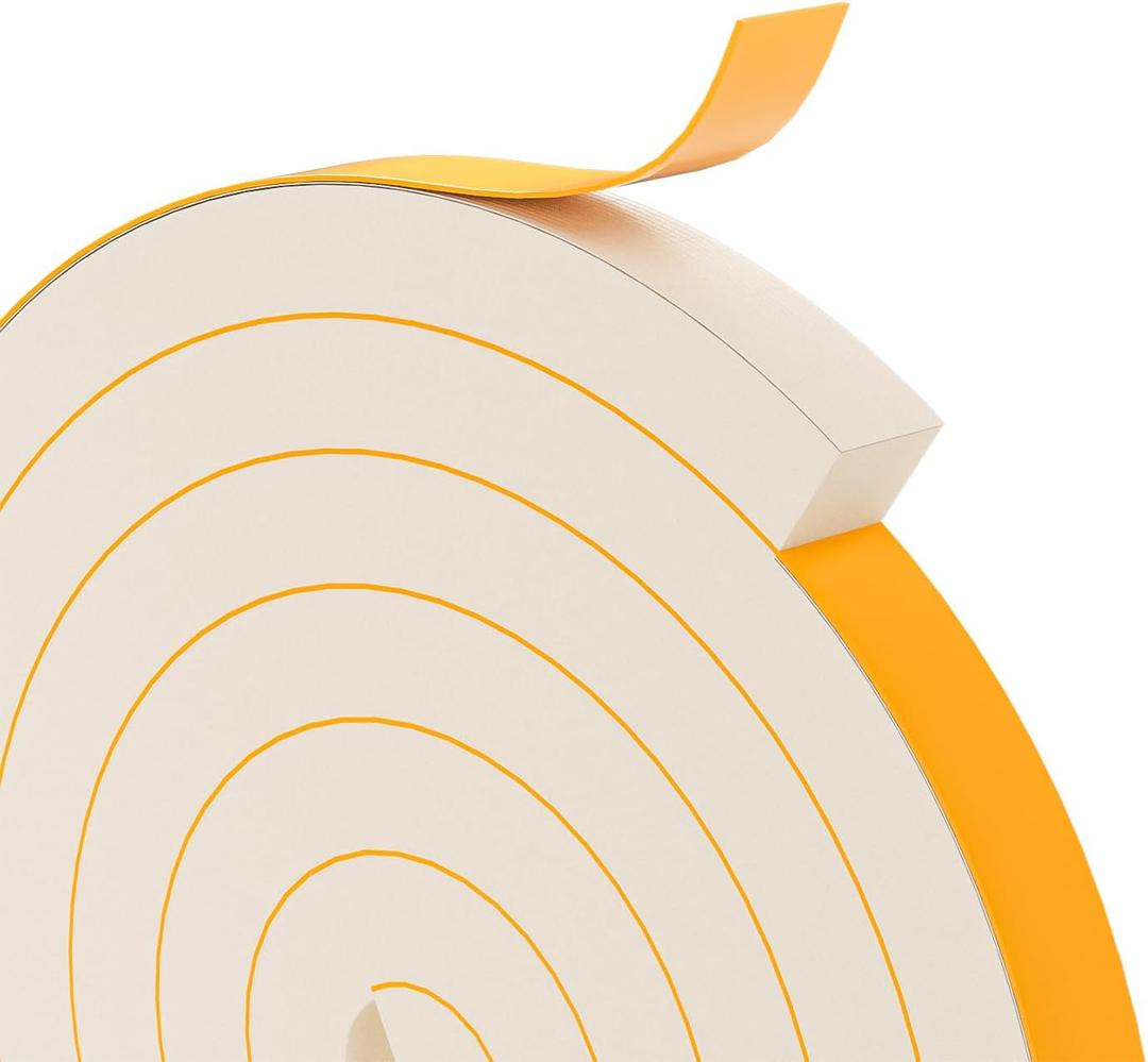 1"1" EVA Foam Strip with Adhesive Weather Stripping Tape Larger Foam Weather Stripping Strip for Large Gap Insulation (1"1", 6.5FT, White)