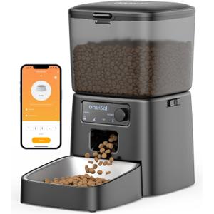 oneisall Automatic Cat Feeder, WiFi Cat Food Dispenser with App Control, Auto Cats Feeder Automatic for Dry Food, Smart Pet Food Dispenser with Portion Control for Small Pets Indoor (3.5L)