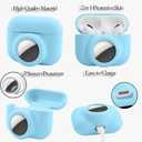 2 in 1 Protective Case Compatible with Apple Airpods Pro 2nd/1st Generation & Airtag Case Combo, Soft Silicone Protective Cover with 2 PCS Screen Protector, Shock-Proof Anti-Scratch(Blue)