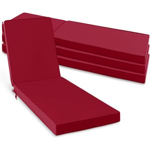Summsun Chaise Lounge Cushions Outdoor Set of 4 - Waterproof and Fade Resistant Sun Lounger Replacement Cushions - Patio Lounger Pads with Removable Cover for Pool, Deck, Lawn, 72 x 21 x 3 Inch, Red