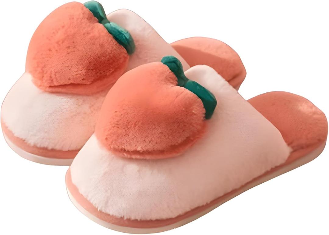 Fuzzy Slipper Winter Fluffy Slippers Peach Cute Slippers For Women Comfortable Warm House Shoes Slippers (Pink)
