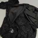 YOUFE Women's Lace See Through Jumpsuit Bodycon Sexy Club Outfits Long Sleeve Pleated High Split Midi Skirt One Piece Set, Medium