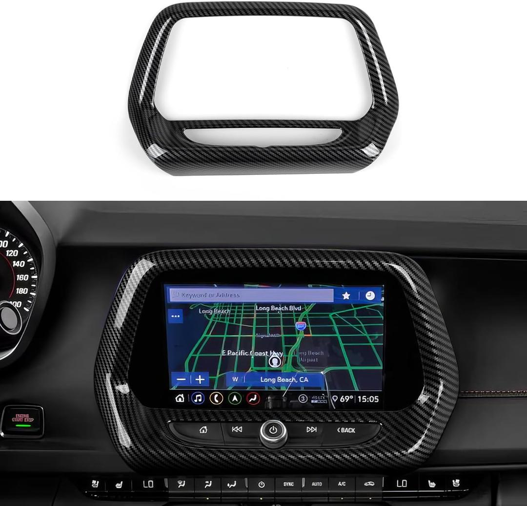 Car Sticker Center Control Navigation Panel Decal ABS Carbon Fiber Interior Trim Cover for Chevrolet Camaro 2016 2017 2018 2019 2020 2021 2022 2023 2024 Accessories (B)