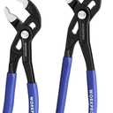 WORKPRO 7" & 10" Groove Joint Pliers Set, V-Jaw Quick Adjustable Pliers, CR-V Steel, Upgraded Wide Opening, Dual Serrated, Water Pump Plier for Home & Industrial Repair, Soft Grip
