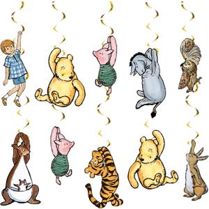BLUEGALA Winnie Baby Shower Decorations 16Pcs Swirl Hanging Decorations for Classic Winnie Baby Shower and Birthday Party Supplies