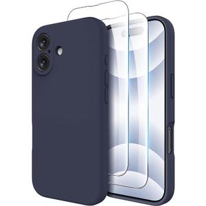 OTOFLY Compatible with iPhone 16 Case, Compatible with MagSafe, Shockproof Magnetic Silicone Case for iPhone 16,[Military Grade Protection] [2 Pack Screen Protectors], Midnight Blue