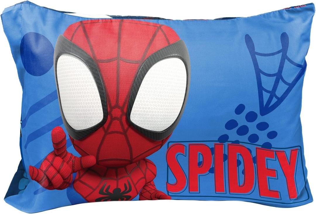 Jay Franco Marvel Spidey and His Amazing Friends Team Spidey 1 Single Reversible Pillowcase - Double-Sided Kids Super Soft Bedding