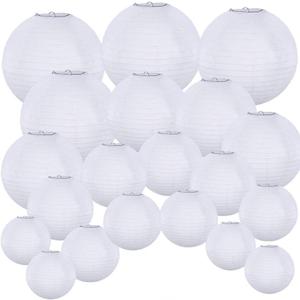 Supla 20 Pack Chinese White Paper Lantern Round 4 6 8 10 12 White Hanging Lanterns Wedding Party Decorations