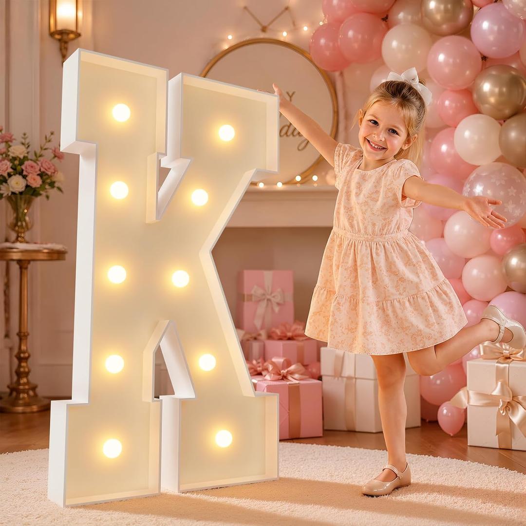 4FT Marquee Light Up Letters for Birthday Party Decorations Large Marquee Letters for Wedding Event Bridal Shower Engagement Anniversarty Party Decor,Letter K
