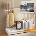 Stainless Steel Sink Caddy with High Brush Holder, Rustproof Sponge Holder & Soap Dispenser for Kitchen Countertop – Kitchen Organizers & Storage
