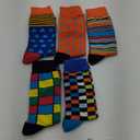 WeciBor Men's Dress Colorful Novelty Funny Casual Combed Cotton Crew Socks 5 Pack Size 12-16